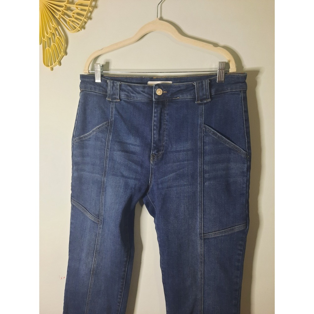 KanCan High Rise Utility Straight Leg Jeans Dark Wash Size 14 Distressed - Picture 2 of 7